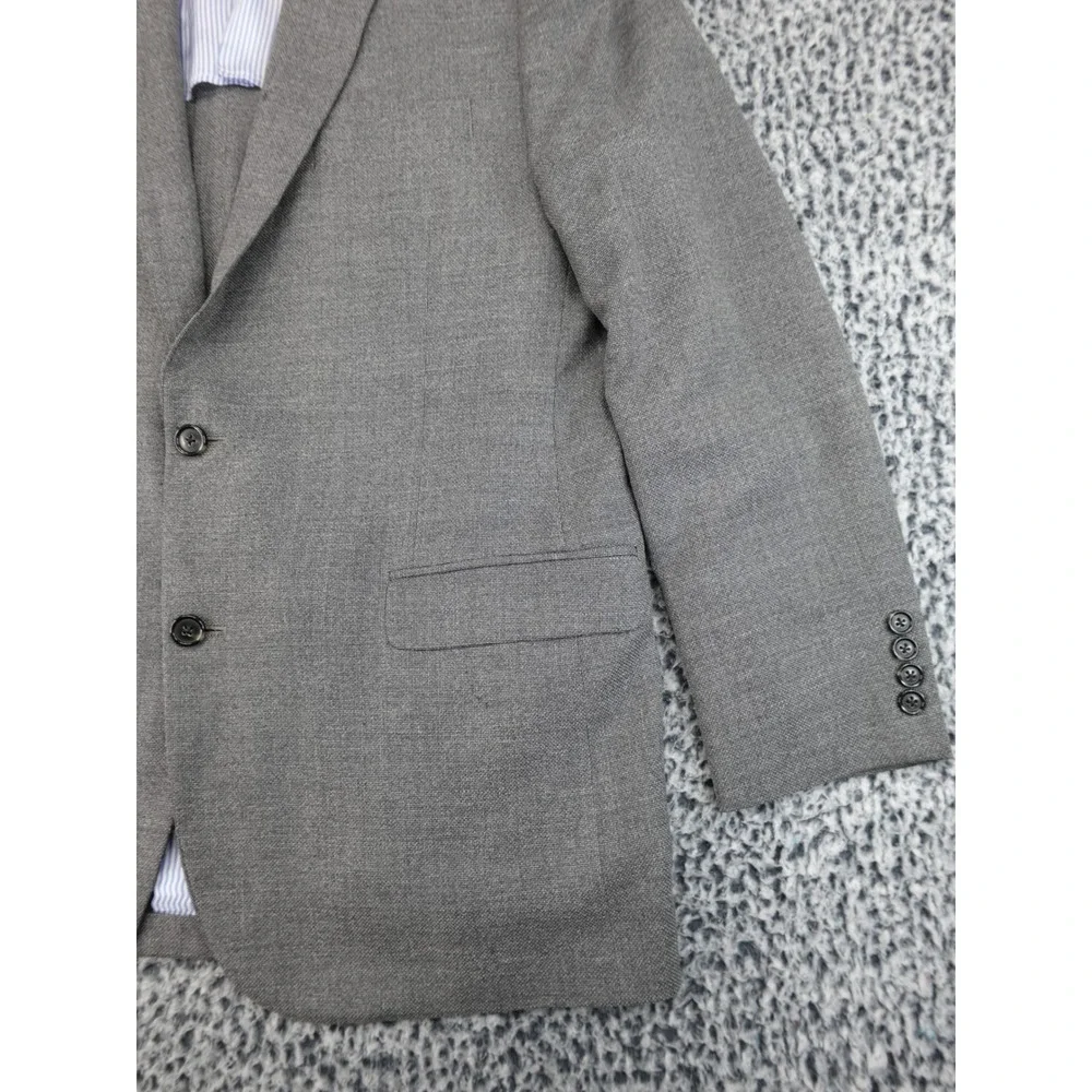 Brooks Brothers Coat Mens Grey Italian Fabric Wool Blazer 2-Button Size 44L‎